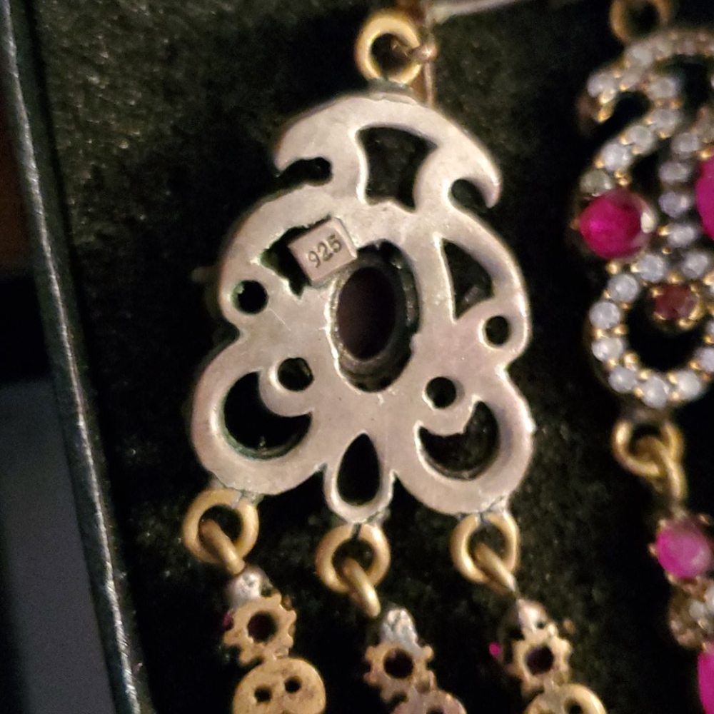 925 Sterling Silver Ruby Earrings - image 3